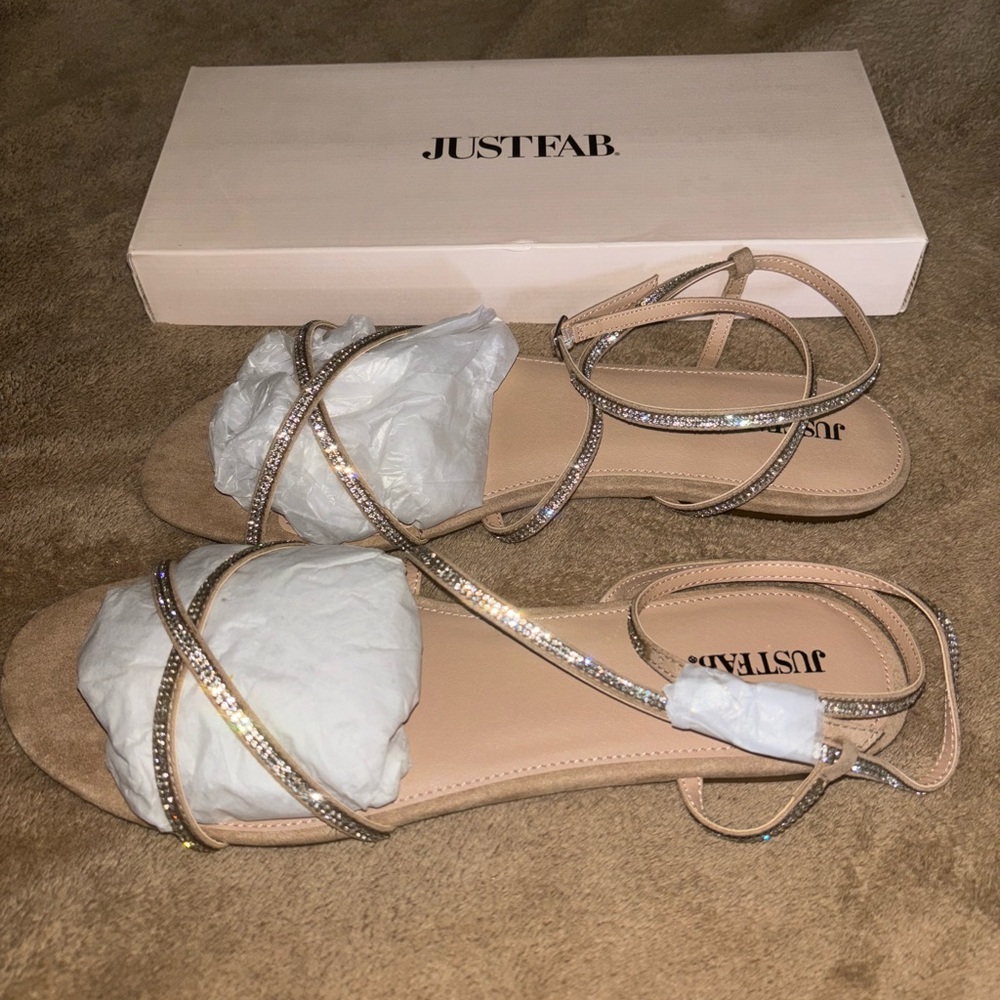 JustFab Tan Strappy Sandals Size 9.5